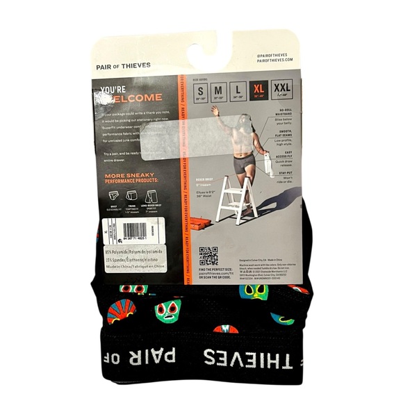 Pair of Thieves Black Boxer Briefs with Colorful Mask Print - Picture 3 of 4